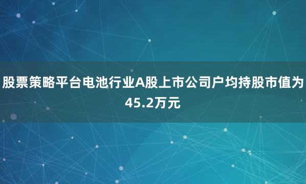 股票策略平台电池行业A股上市公司户均持股市值为45.2万元